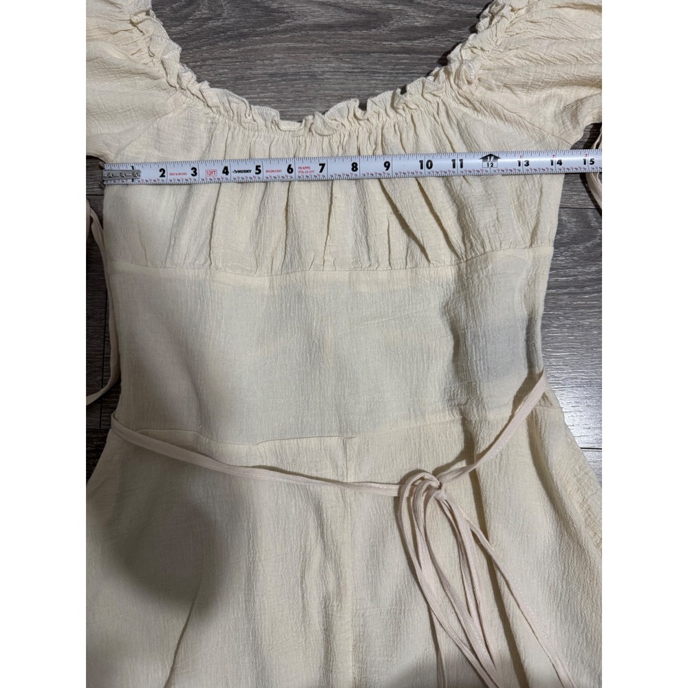 Cottagecore Cream 100% Cotton Dress Size M Gauze High-Low Peasant Renaissan - Picture 6 of 15